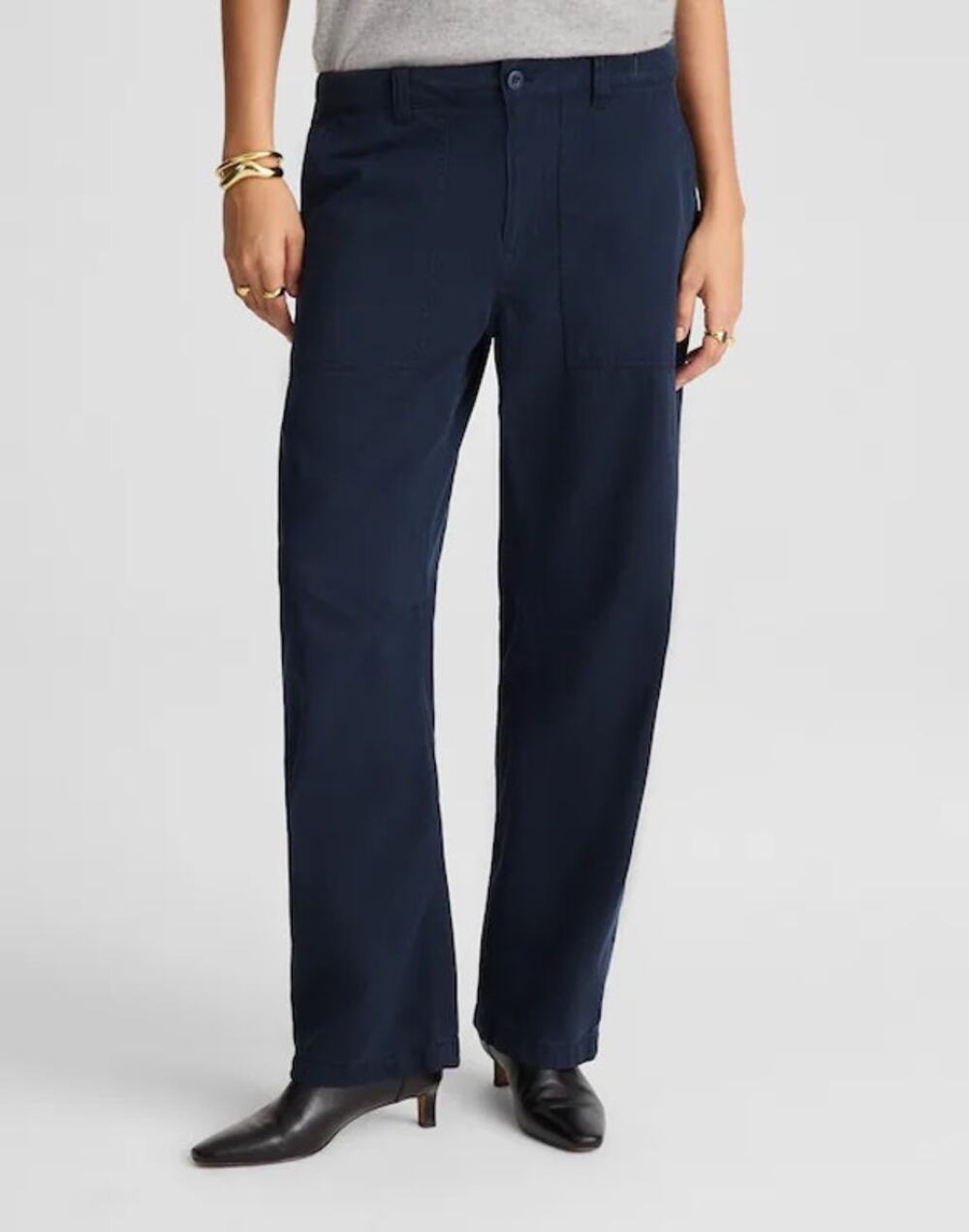 NWT Madewell Darted Barrel Leg Pants Size 30 Classic Navy Utility Wide Leg